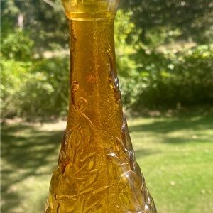 Vintage Amber Fruit Art Decanter Genie Bottle